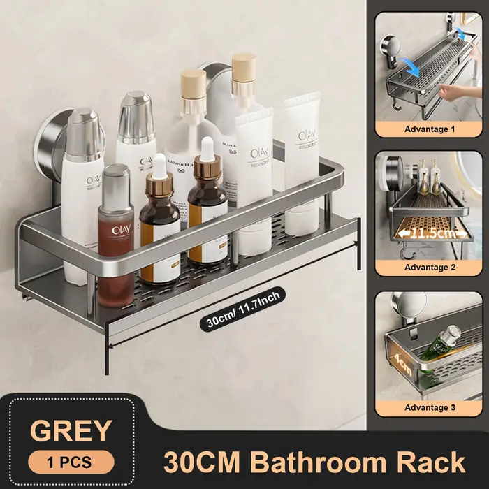 Ventouse support de salle de bain étagère de salle de bain espace de toilette en aluminium sans perc