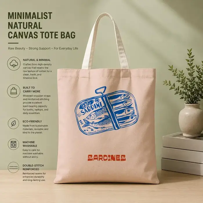 Sacs de rangement pour boîtes de conserve de sardines Coastal Charm, en toile de coton écologique, l