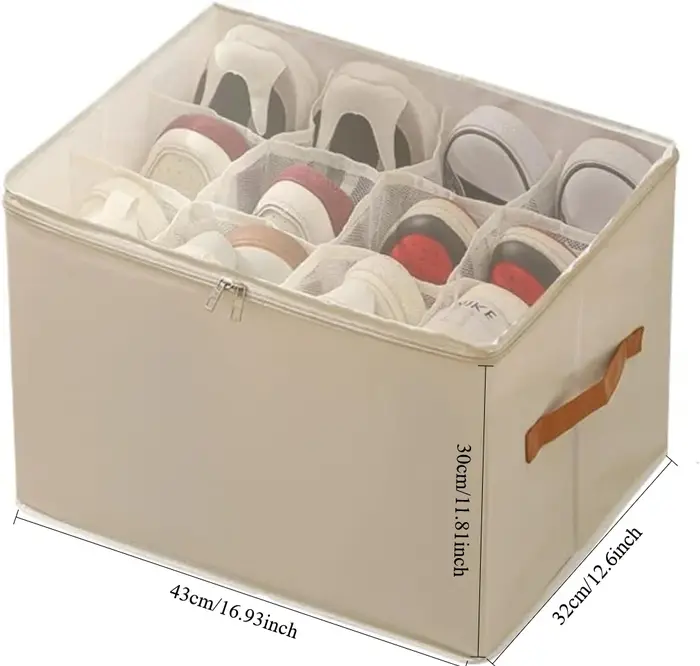 Boîte de rangement pliable pour chaussures avec couvercle, organisateur anti-poussière, support à ch