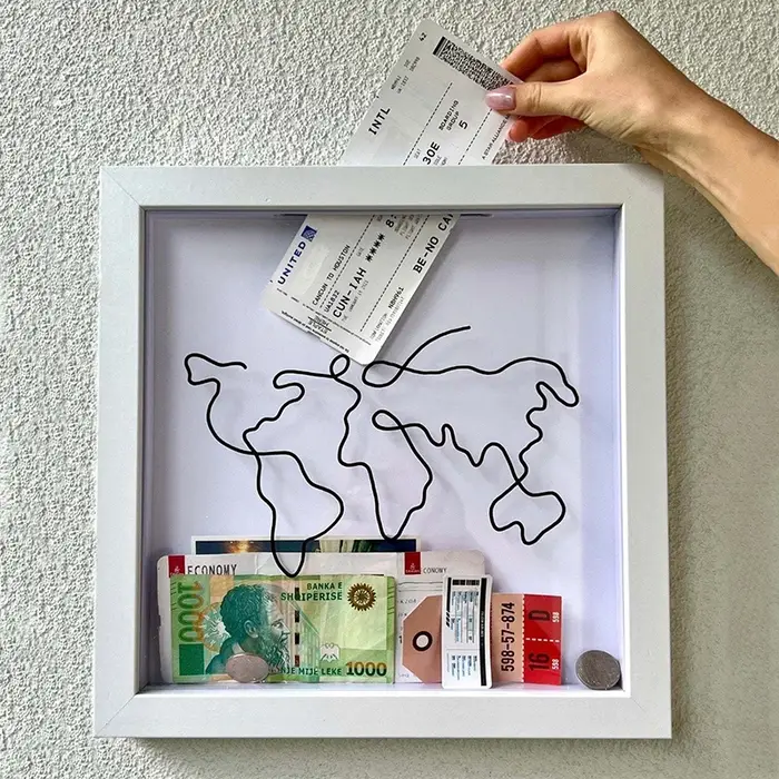 Boîte d'Ombre avec Fente pour Billets de Voyage