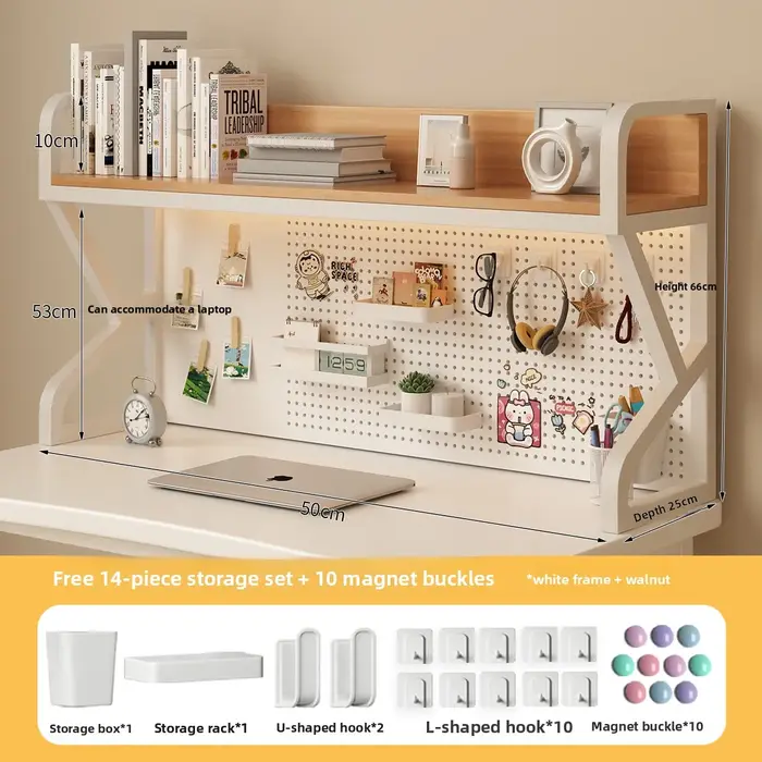 Étagère de rangement de bureau avec organisateur à panneaux perforés, support de bureau pour ordinat