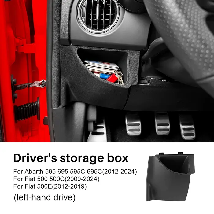 Boîte de rangement de remplacement pour conducteur de voiture LHD pour Abarth 595 695 595C 695C (201