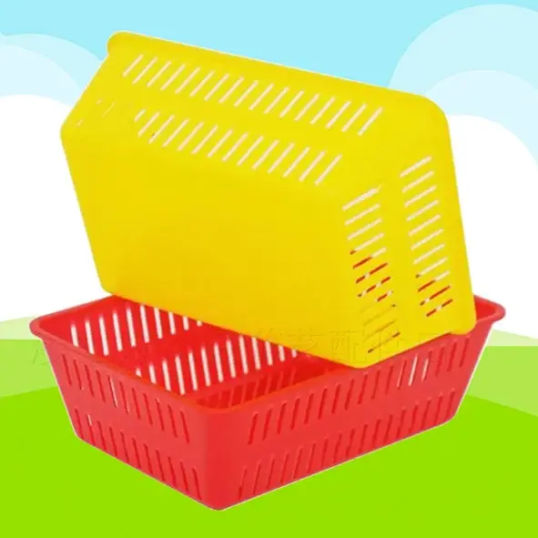 Mir de rangement en plastique jaune, petits paniers d'organisation