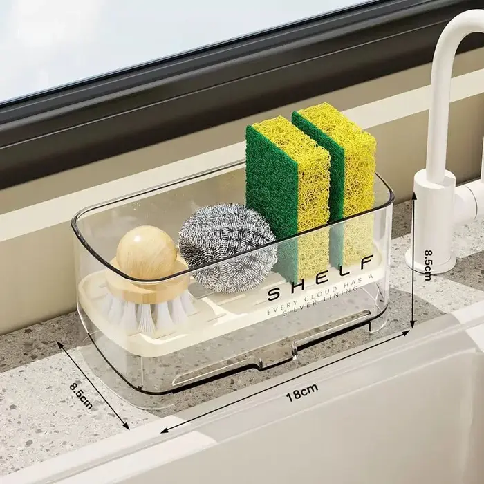 Porte-éponges pour évier de cuisine, avec étagère de Drainage et porte-serviettes, rangement sur com