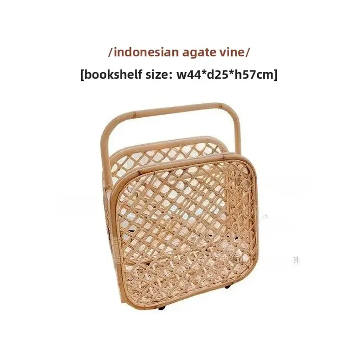 Panier de rangement en rotin et porte-revues sur pied, étagère de style INS, organiseur de journaux 