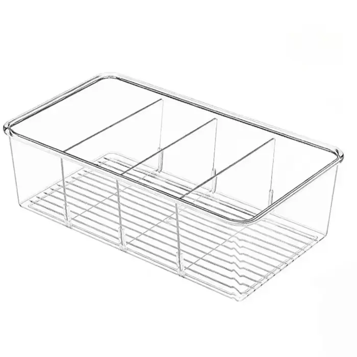 Boîte à tiroirs de cuisine à 4 grilles, boîte de rangement transparente de grande capacité pour réfr