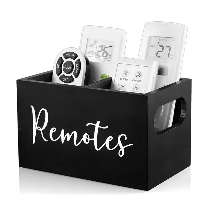 Boîte de rangement en bois pour télécommande, avec séparateurs, organisateur de maquillage, sachet d