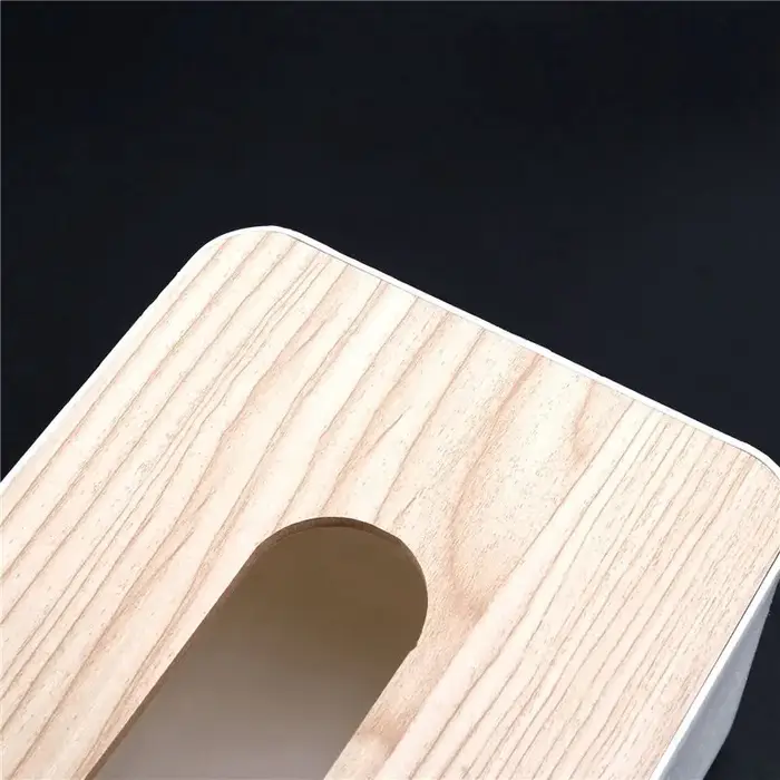 2X Boîte à mouchoirs avec couvercle en bois