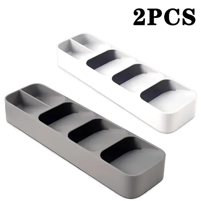 Plateau de rangement multifonctionnel pour couverts, organisateur compartimenté pour fourchettes et 