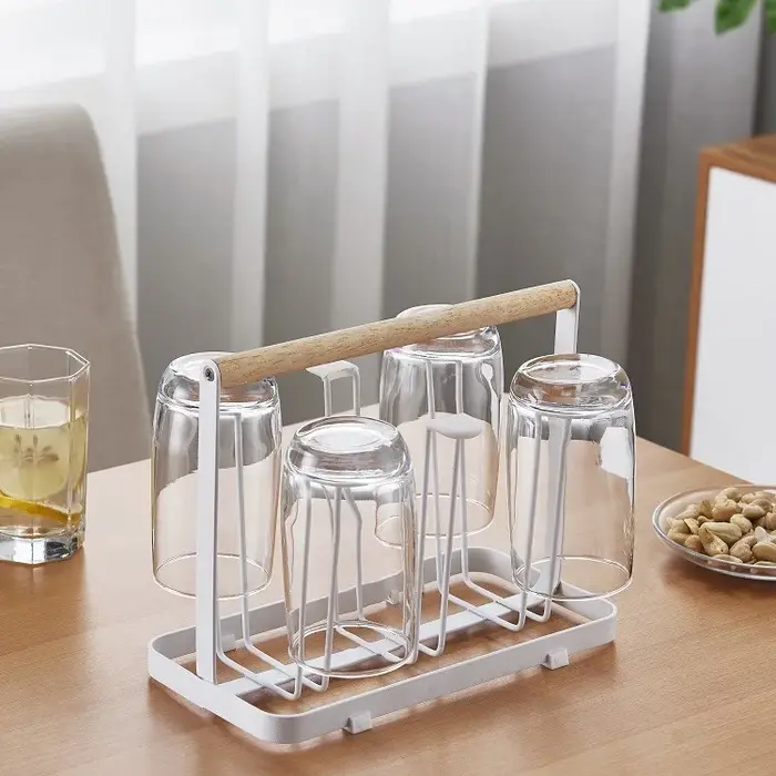 Support de Bar en bois et métal pour la maison, support de séchage de rangement de cuisine, tasses à