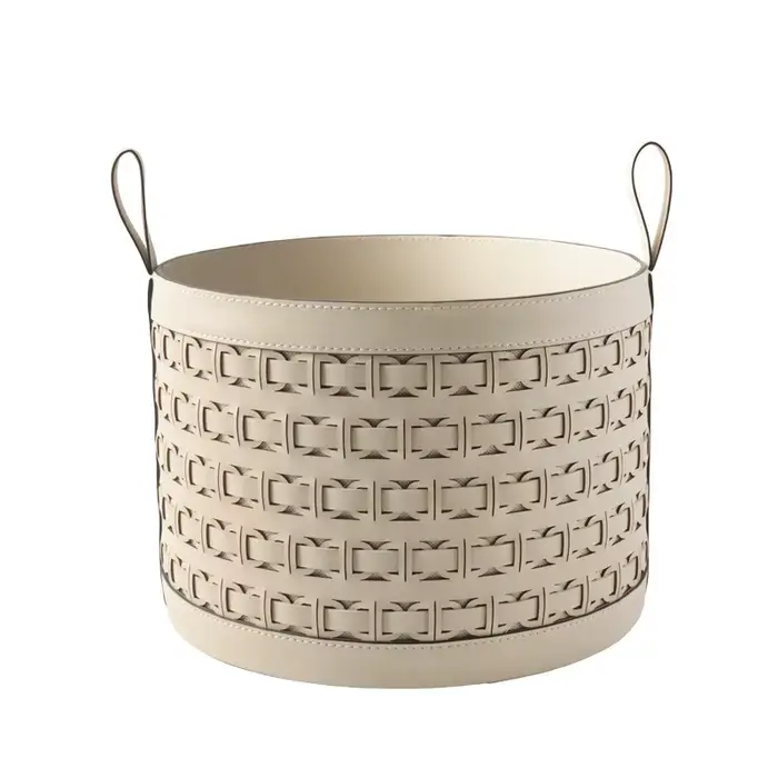 Panier de rangement de luxe léger, panier de rangement pour salon, seau de rangement moderne avec po