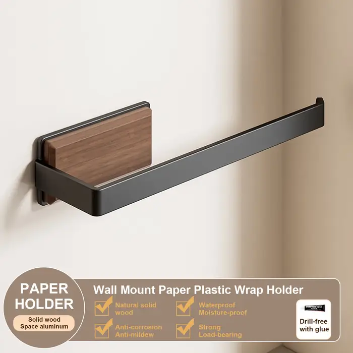 Ensemble de supports de rangement muraux de cuisine en bois, comprenant un porte-couteaux, un porte-
