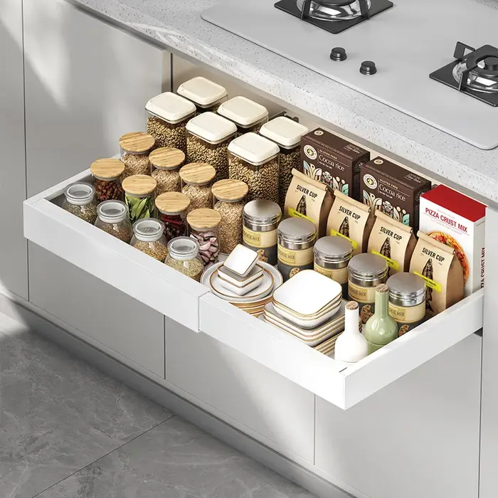 Organiseur de placard coulissant pour armoires de cuisine avec tiroirs, étagères de garde-manger au 