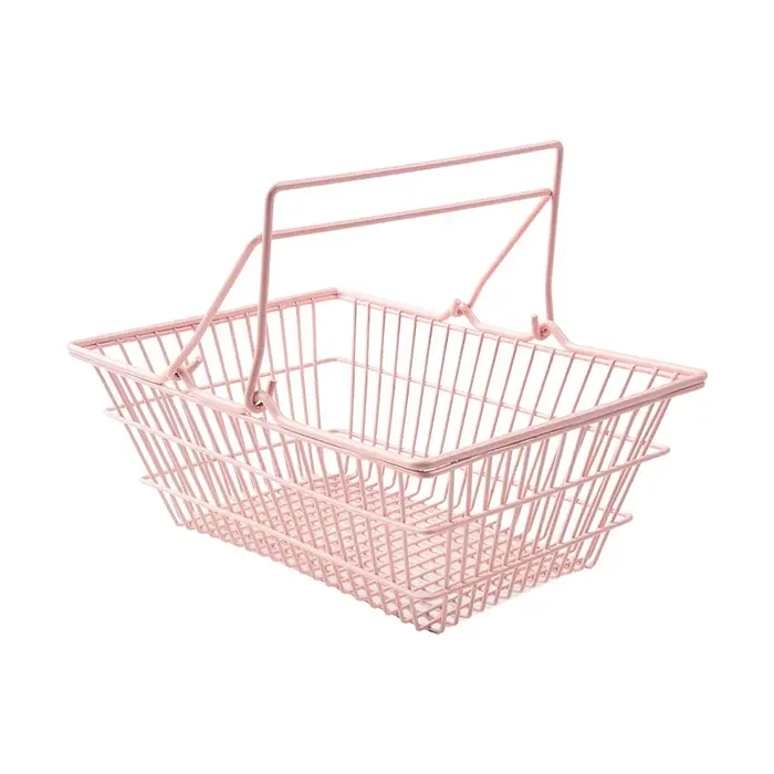Panier de rangement S/M/L, mini panier rose pour organiser le bureau, panier en fer de grande capaci