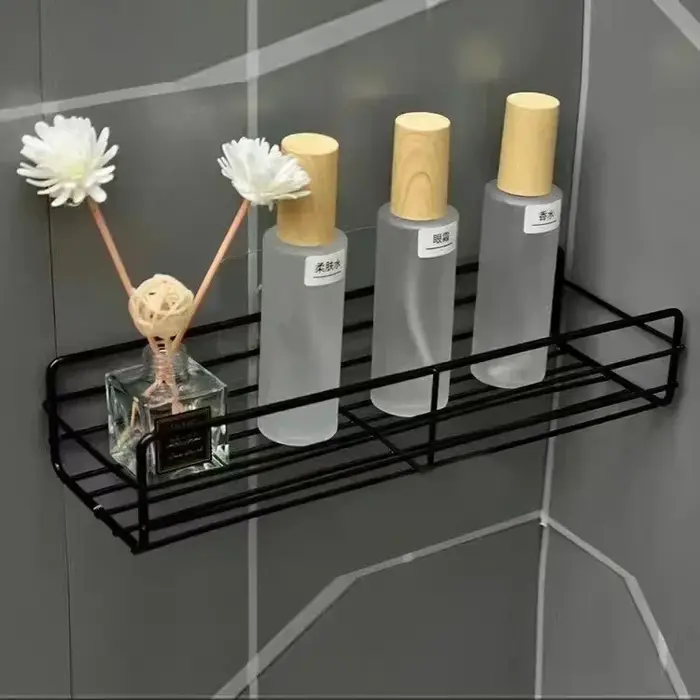 Étagère de salle de bain murale d'angle, support de rangement pour shampoing, panier de douche en fe
