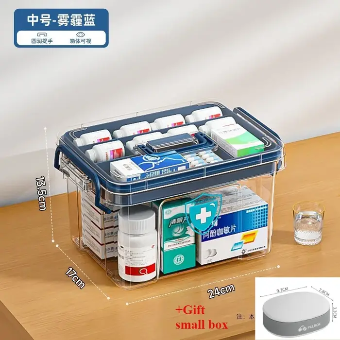 Boîte de rangement transparente domestique, couvercle multicouche de grande capacité, Kit de premier
