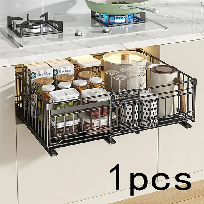 Organisateur de cuisine télescopique – Étagère extractible réglable, système de rangement d'armoire 