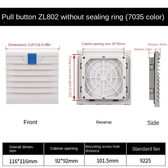 Système de Ventilation d'air, filtre de Ventilation d'armoire ABS blanc sans volets de ventilateur, 