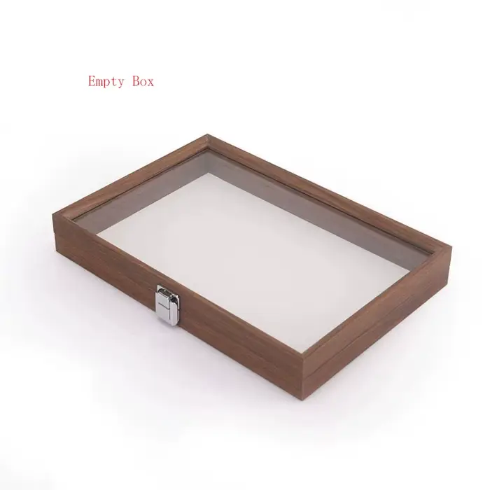 Boîte à bijoux Graining avec couvercle en verre, rangement pour bagues, boucles d'oreilles, bracelet