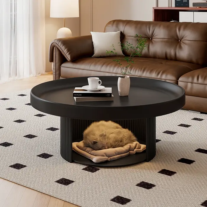 Table basse ronde moderne avec rangement Table basse française minimaliste à la mode Salon Glam Tabl