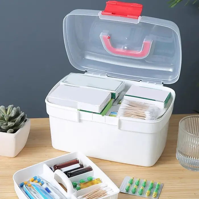Boîte de rangement de médicaments portable grande capacité