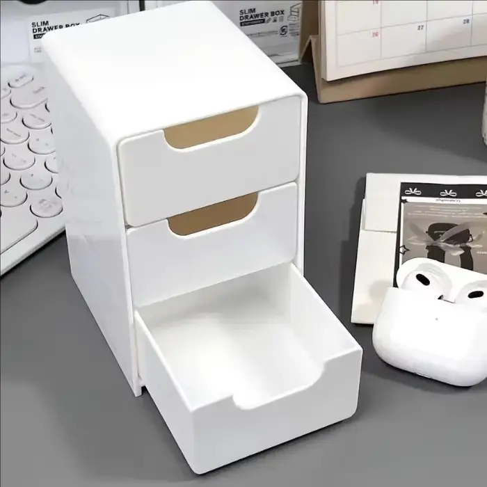 Organisateur de bureau à 3 niveaux avec tiroirs, boîte de rangement en plastique pour papeterie/écol