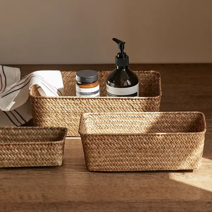 Panier de rangement en saule tissé à la main