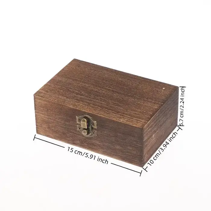 Boîte de rangement carrée en bois à couvercle articulé, vintage, pour bijoux, artisanat, organisateu