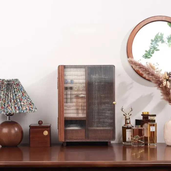 Armoire de rangement de bijoux vintage en bois massif