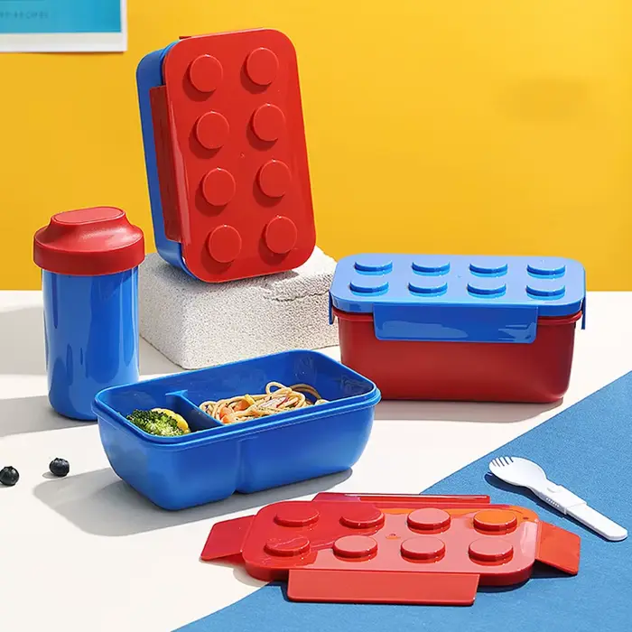 JUSTINLAU Boîte à lunch créative hermétique en forme de blocs de construction colorés