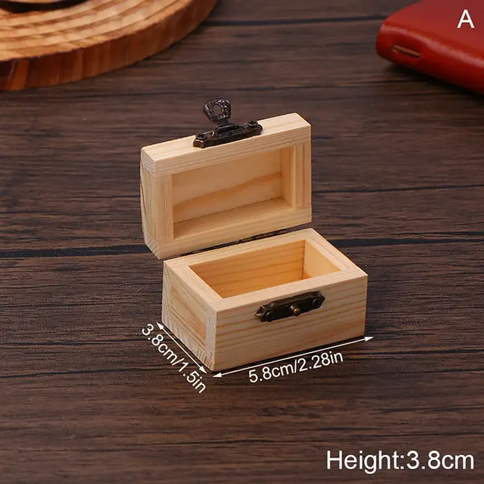 Boîte de montre en bois couleur bûche inachevée, coffre au trésor en bois de pin avec fermoir de ver