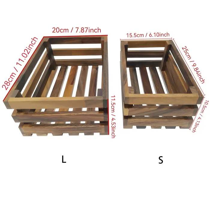 2 caisses de rangement en bois, style ferme rustique – étagère empilée à la main, décoration intérie