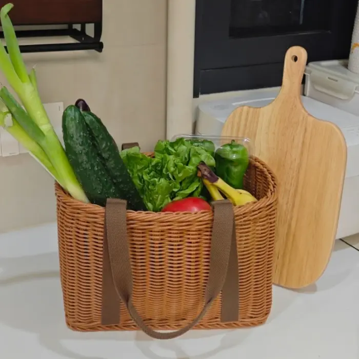 Grand panier de rangement tissé à la main pour le shopping