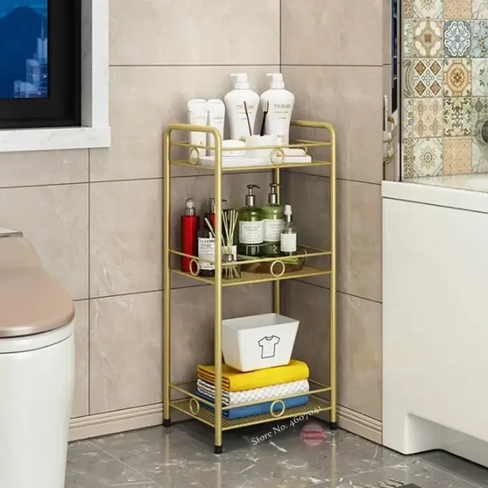 Étagère de salle de bain dorée nordique