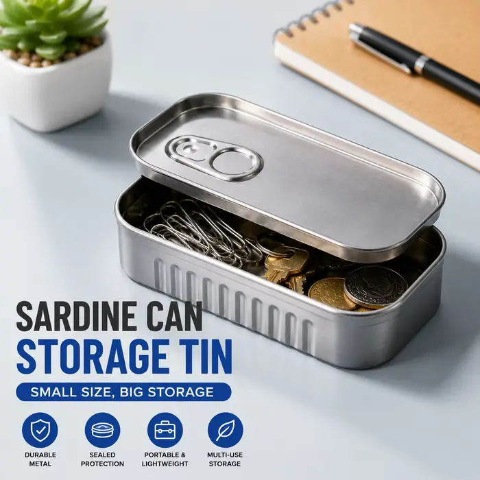 Boîte de rangement en forme de boîte de conserve de sardines