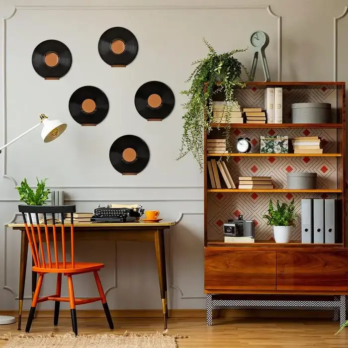 Support mural d'étagère de disque vinyle en bois