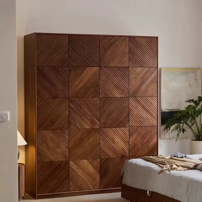 Armoire de porte en noyer noir personnalisable pour petit appartement, armoire de sol mains libres p