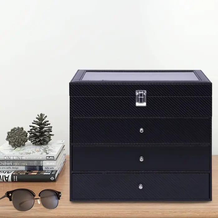Boîte de rangement pour lunettes de soleil, porte-lunettes, étui à 24 grilles