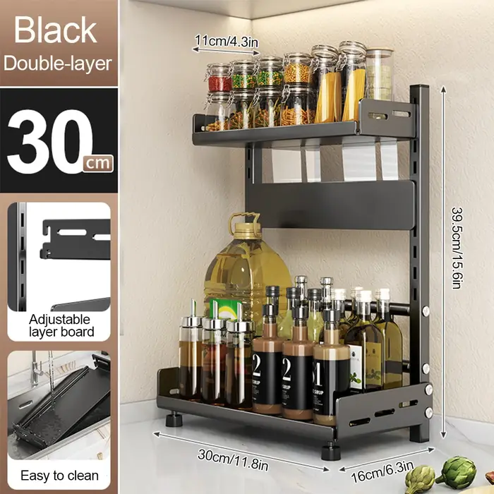 Support de rangement d'épices à 3 niveaux pour comptoir, Organization d'épices réglable pour armoire
