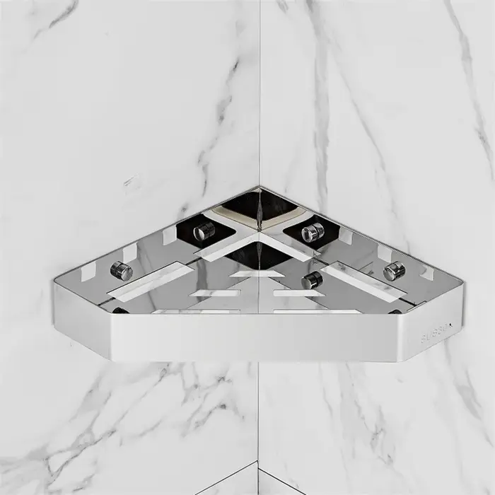Étagère murale grise pour salle de bain et douche, en acier inoxydable noir, support de rangement po
