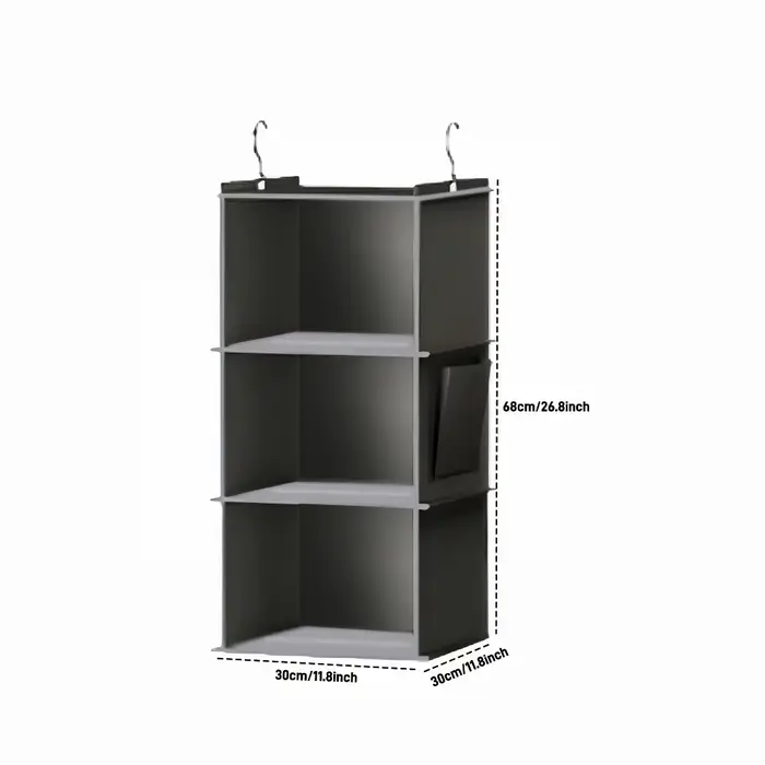 Organisateur de placard suspendu, sac de rangement de garde-robe à 6 étagères avec crochets, étagère