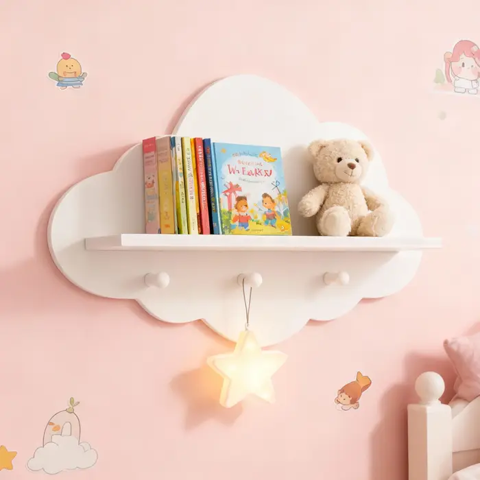 Étagère flottante en bois, support de rangement mural en forme de nuage, Design pour salon, chambre 