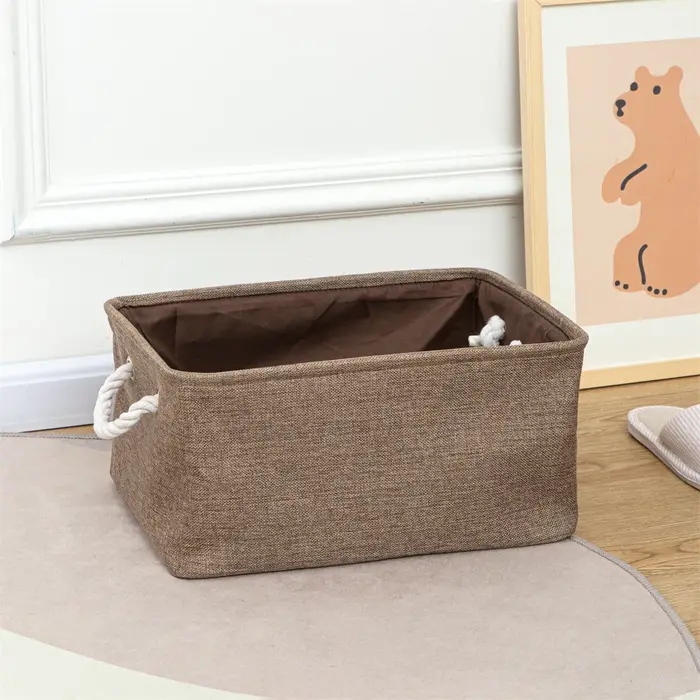Panier de rangement pliant en lin, armoire en tissu, placard de bureau, chambre à coucher, jouets po