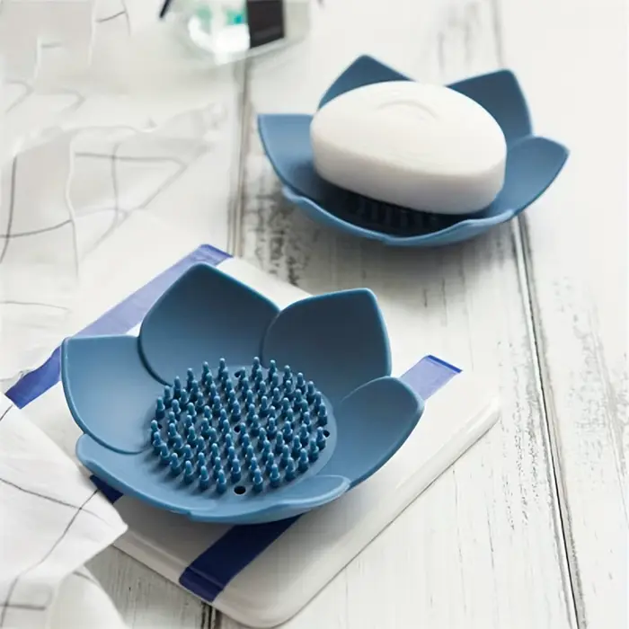 Boîte à savon de salle de bains, 1 pièce, porte-savon Design Lotus, boîte à savon en Silicone, boîte