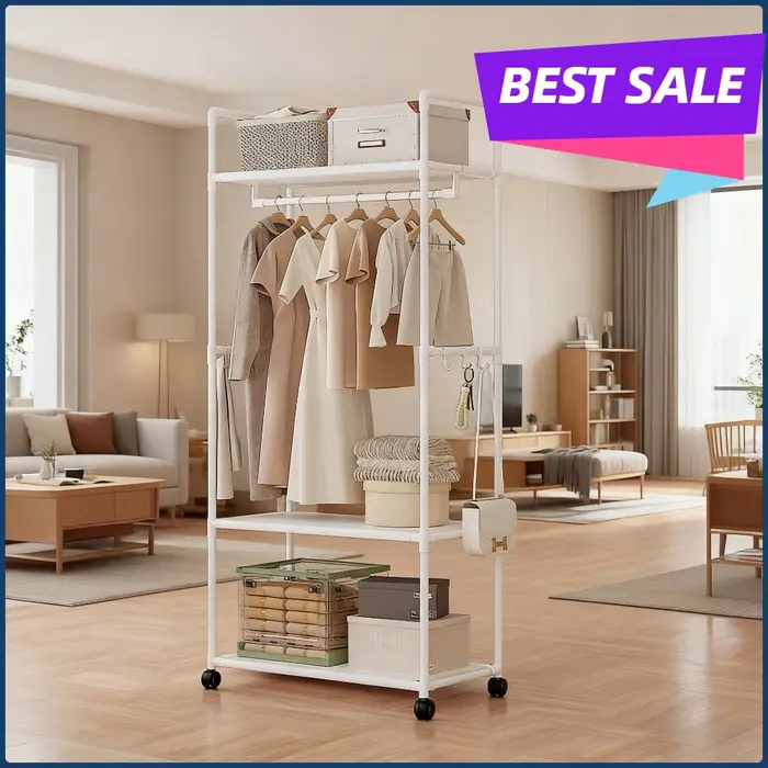 Support de rangement pour vêtements avec roulettes