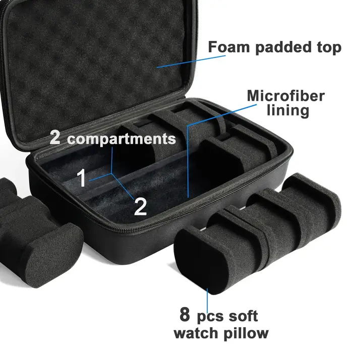 Boîte de rangement robuste pour 8 montres