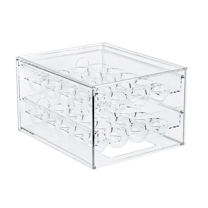 Boîte de rangement pour œufs en plastique pratique, style tiroir, double couche, grande capacité, ca