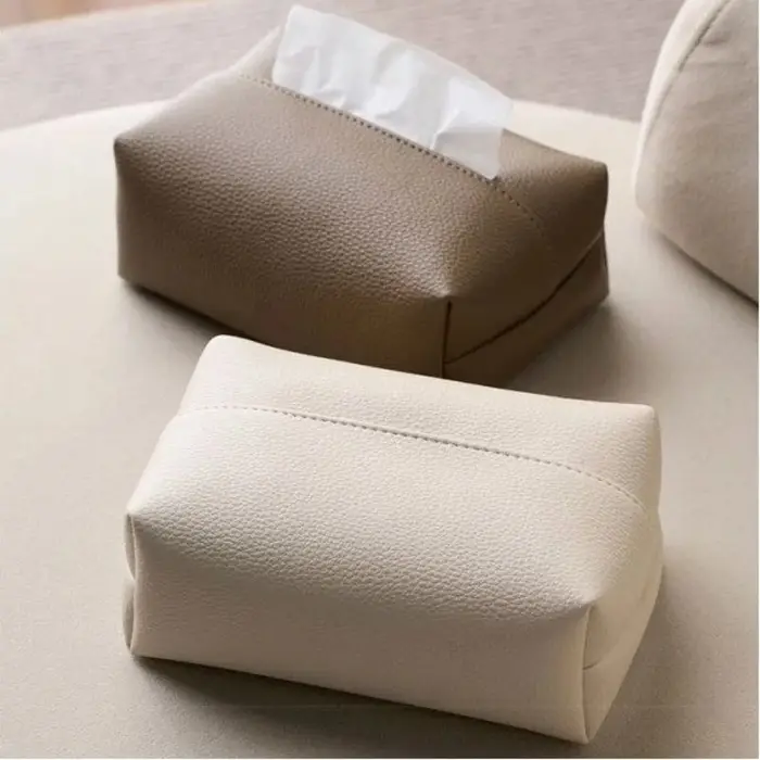 Boîte à mouchoirs en cuir artificiel