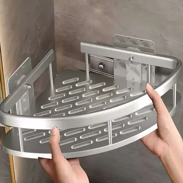 Étagère de salle de bain en aluminium sans perçage