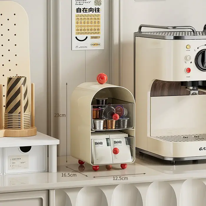 Organisateur de capsules de café crémeux, boîte de rangement à 2 niveaux pour sachets de thé, K-Cups